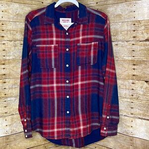 MOSSIMO SUPPLY CO. PLAID LIGHTWEIGHT CASUAL COLLARED FLANNEL SHIRT SIZE MEDIUM